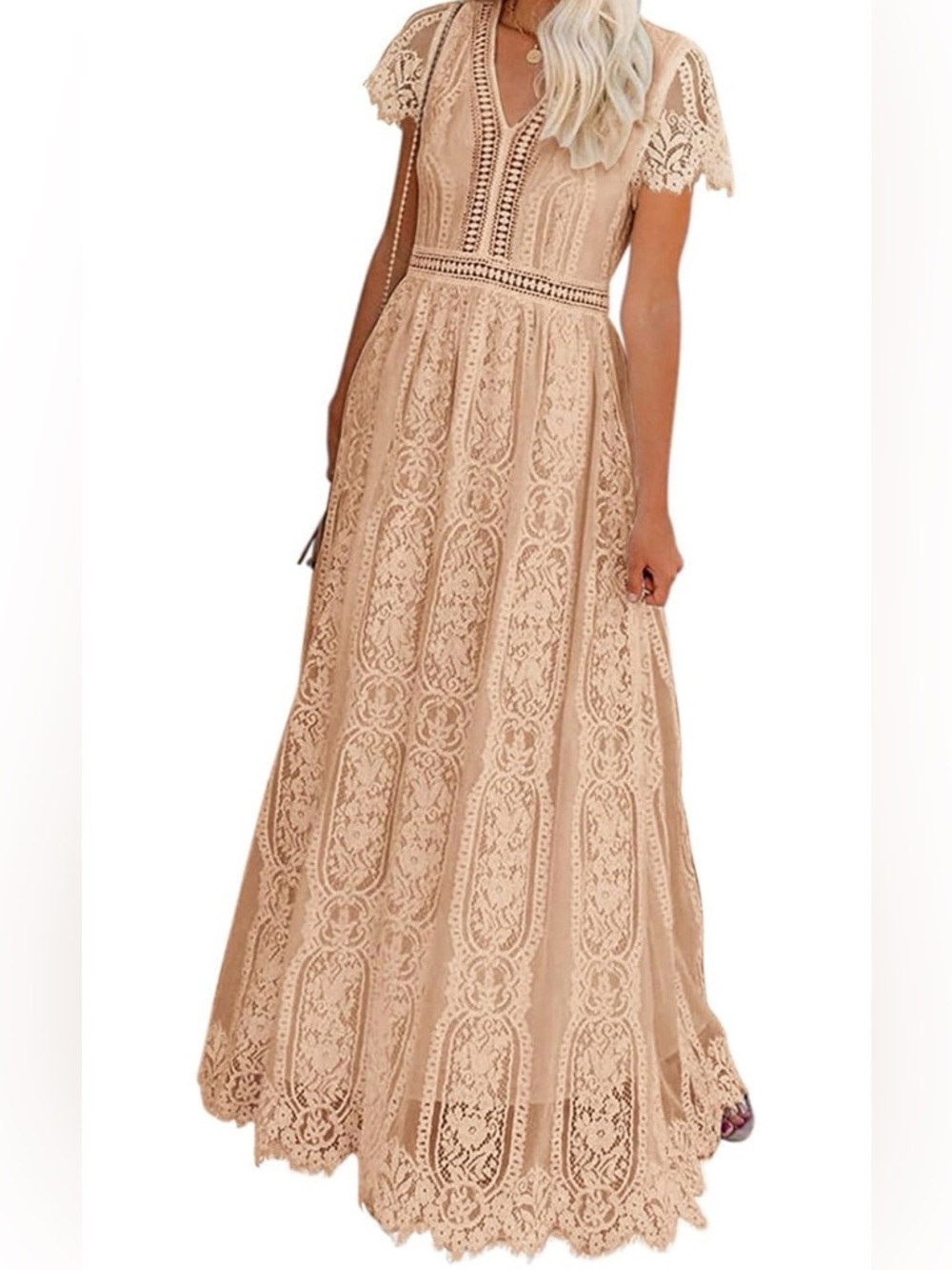 Lace Maxi Dress in Blush